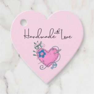 Étiquettes Cadeau Fabriqué à la main avec l'amour mignonne Country H
