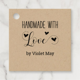 Étiquettes Cadeau Fabriqué à la main avec l'amour Simple rustique Kr