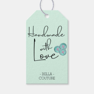 Étiquettes-cadeau Fabriqué à la main avec les boutons Love Cute Gr