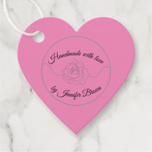 Étiquettes Cadeau Fabriqué à la main avec motif Rose d'amour Étiquet