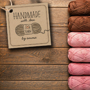 Étiquettes Cadeau Fabriqué à la main avec Tricot d'amour Merci de fi