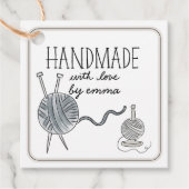 Étiquettes Cadeau Fabriqué à la main avec Tricot d'amour Merci en fi (Devant)