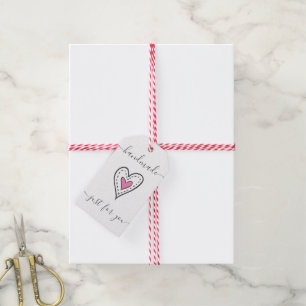 Étiquettes-cadeau Fabriqué à la main pour vous - Cadeau blanc Coeu