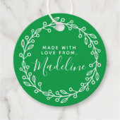 Étiquettes Cadeau Fabriqué avec amour de | Ajouter Votre Nom (Devant)