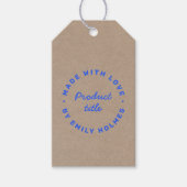 Étiquettes-cadeau Fabriqué avec Amour | Rustique Kraft Bleu Stylé Ré (Devant)