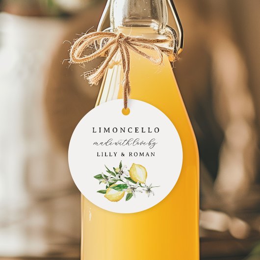 Étiquettes Cadeau Fabriqué avec l'amour ronde Limoncello