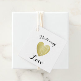 Étiquettes Cadeau Fabriqué avec Love Coeur Timbre Faux Gold Foil
