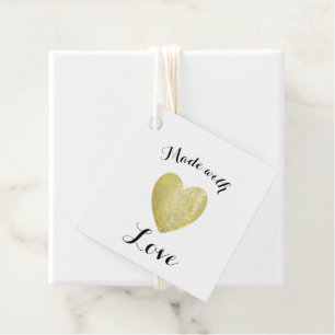 Étiquettes Cadeau Fabriqué avec Love Coeur Timbre Faux Gold Foil