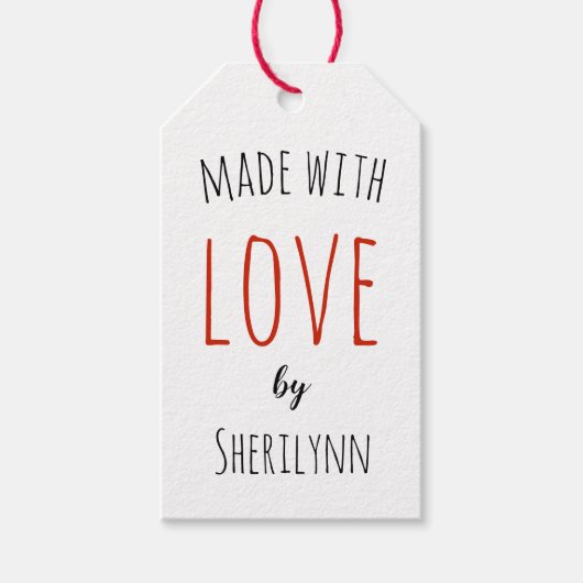 Étiquettes-cadeau Fabriqué avec Love Red (Devant)