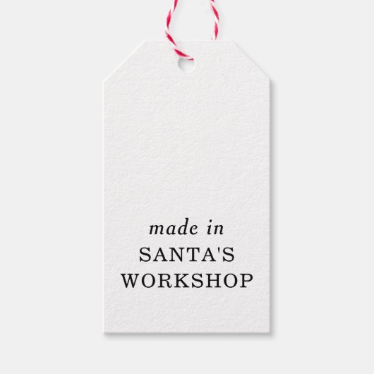Étiquettes-cadeau Fabriqué En Père Noël Atelier Script de Noël (Devant)