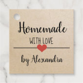Étiquettes Cadeau Fabriqué maison avec script d'amour artisanal (Devant)