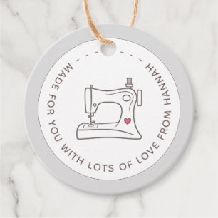 Étiquettes Cadeau Fabriqué Pour Vous Avec Amour Machine À Coudre & C