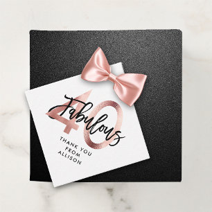 Étiquettes Cadeau Fabuleux 40e   Moderne Elegant Rose Gold Anniversa