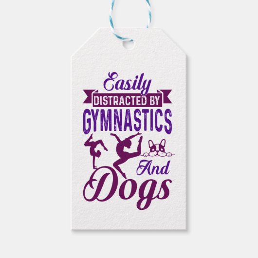 Étiquettes-cadeau Facilement distrait par la gymnastique et les chie (Devant)