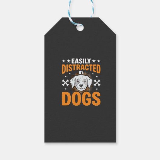 Étiquettes-cadeau Facilement Distrait Par Les Chiens (Devant)