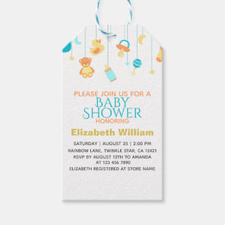 Étiquettes-cadeau Faire-part de Baby Shower avec des décorations élé