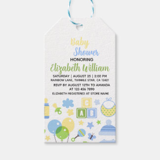 Étiquettes-cadeau Faire-part de Baby Shower Fille aux Feuilles d'Euc
