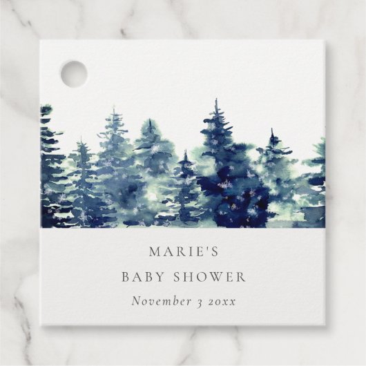 Étiquettes Cadeau Faire-part de naissance aquarelle Chute de neige e (Devant)