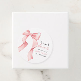 Étiquettes Cadeau Faire-part de naissance bébé fille à ruban rose, C
