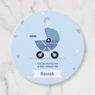 Étiquettes Cadeau Faire-part de naissance minimaliste bleu bébé garç