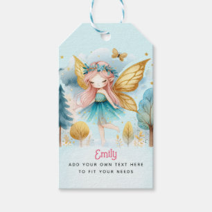 Étiquettes-cadeau Fairy Birthday Turquoise Gold Rose Princess Fairyt