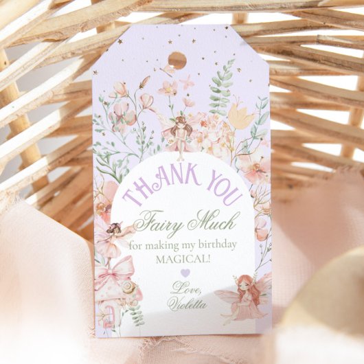 Étiquettes-cadeau Fairy First Birthday Enchanted garden Whimsical