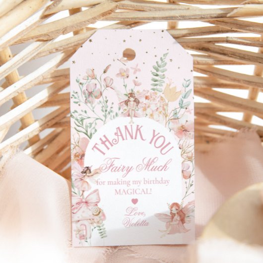Étiquettes-cadeau Fairy First Birthday Enchanted garden Whimsical