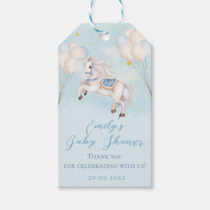 Étiquettes-cadeau Fairytale bébé Pony Blue ballons étoiles Douche