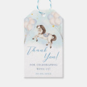 Étiquettes-cadeau Fairytale bébé Pony Blue ballons étoiles Merci (Devant)