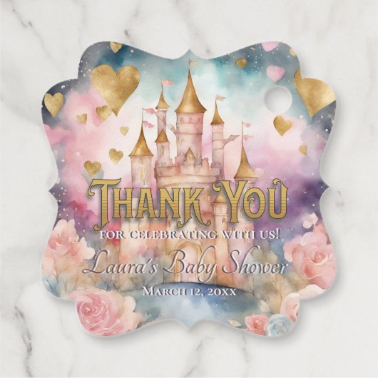 Étiquettes Cadeau Fairytale Princess Baby shower Merci (Dos)