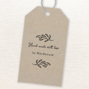 Étiquettes-cadeau Fait à la main avec amour feuille botanique papier