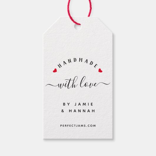 Étiquettes-cadeau FAIT MAIN AVEC AMOUR Écriture moderne personnalisé (Devant)