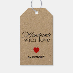 Étiquettes-cadeau Fait main avec amour Minimaliste 