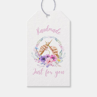 Étiquettes-cadeau Fait main juste pour vous - J'adore les mains flor
