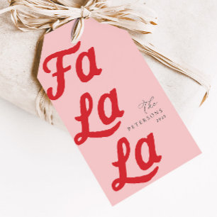Étiquettes-cadeau Falala Moderne Rétro Rose & Rouge Plaid Noël