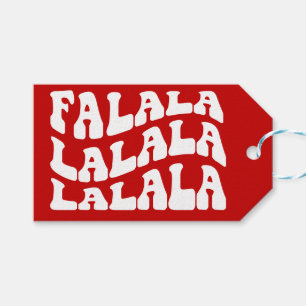 Étiquettes-cadeau Falalalala Typographie ondulée Groovy Rouge Noël