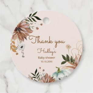 Étiquettes Cadeau Fall Boho citrouille baby shower merci