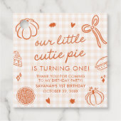 Étiquettes Cadeau Fall Hand Drawn A Little Cutie Pie 1st Birthday (Devant)