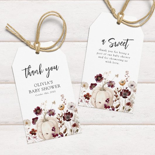 Étiquettes-cadeau Fall Wildflower Baby Shower Thank You