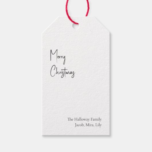 Étiquettes-cadeau Famille de script de Noël moderne (Devant)