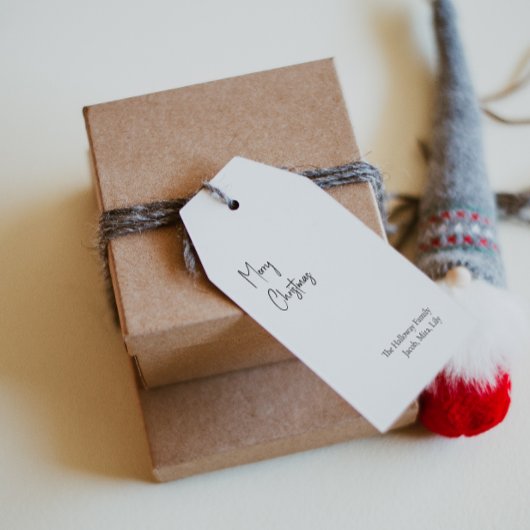 Étiquettes-cadeau Famille de script de Noël moderne