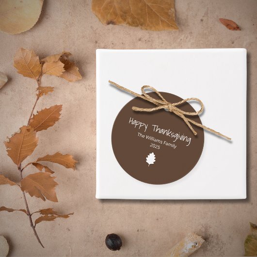 Étiquettes Cadeau Famille moderne Simple Feuille d'automne Thankgivi