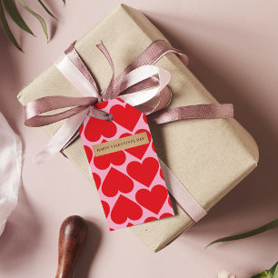 Étiquettes-cadeau Fancy Romantic Red & Rose Hearts Motif