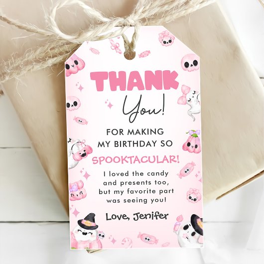 Étiquettes-cadeau Fantôme rose mignon Halloween 1er anniversaire