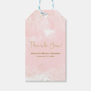 Étiquettes-cadeau Fard Rose & Or éclaboussé Mariage Moderne Shower