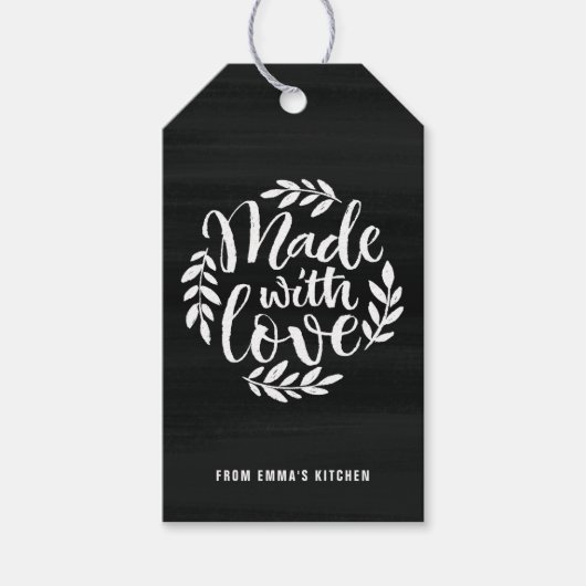 Étiquettes-cadeau Faux Chalkboard Lettres Fabriquées Avec Amour (Devant)