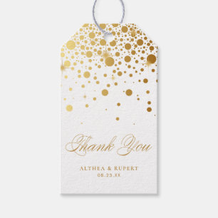 Étiquettes-cadeau Faux confettis en feuille d'or pour mariage Remerc