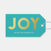 Étiquettes-cadeau Faux Foil moderne Joie Nom Noël (Devant (Horizontal))