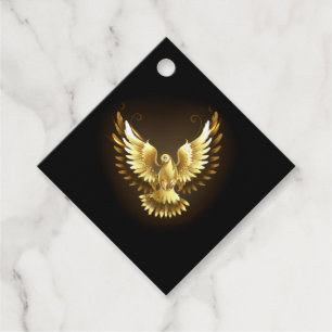 Étiquettes Cadeau Faux Gold Foil Peace Dove en noir