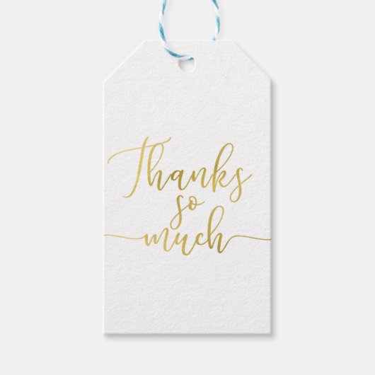 Étiquettes-cadeau Faux Gold Foil Script Merci Merci tant (Devant)